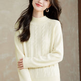 Elegant Commuter Mock Neck Cable Knit Top