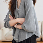 Casual Batwing Sleeve Fringed Knit Cardigan - liwisi