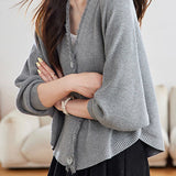 Casual Batwing Sleeve Fringed Knit Cardigan - liwisi