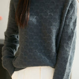 Elegant Geometric Plaid Mock Neck Knit Sweater