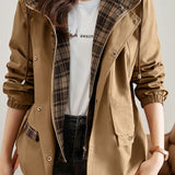 Vintage Faux Two-piece Plaid Coat