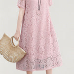 Versatile Loose-Fit Lace Dress - liwisi