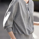 Casual Sporty Fake Two-Piece Striped Hoodie - liwisi