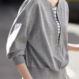 Casual Sporty Fake Two-Piece Striped Hoodie - liwisi