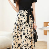 Elegant Spliced Printed Dress - liwisi