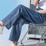 Casual Elastic Waist Straight Leg Jeans