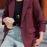 Elegant Commuter Lapel Back Slit Blazer