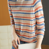 Round Neck Striped Knit Sweater