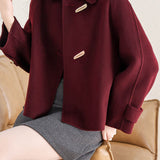 Casual Vintage Horn Button Strap Jacket