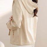 Hooded Zip-Up Drop Shoulder Jacket
