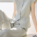 Round neck sleeveless top and long pants set