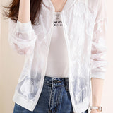 Embroidered Jacquard Drop Shoulder Sun Protection Sukajan