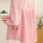 Casual Floral Lantern Sleeve Shirt - liwisi