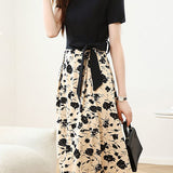 Elegant Spliced Printed Dress - liwisi