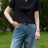 Casual Versatile V-Neck Short Sleeve T-Shirt