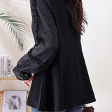 Exquisite Commuter V‑Neck Long‑Sleeve Blouse With Ruffle Trim
