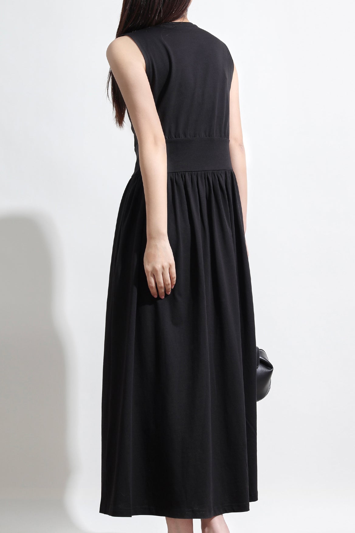 ラウンドネックノースリーブドッキングロングワンピース　2色入 - liwisi