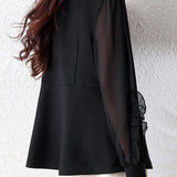 Exquisite Elegant Small V‑Neck Chiffon Spliced Long‑Sleeve Shirt