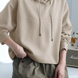 Drawstring Hem Drop Shoulder Hoodie - 4 Colors Available