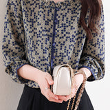 Ruffle Collar Dot Pattern Blouse