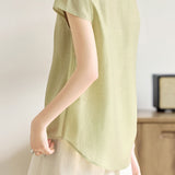 Commuter Ruched V-Neck Mulberry Silk Blend Blouse
