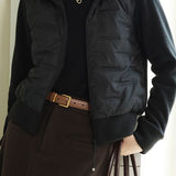 Loose Fit Casual Down Jacket with Fleece Patchwork