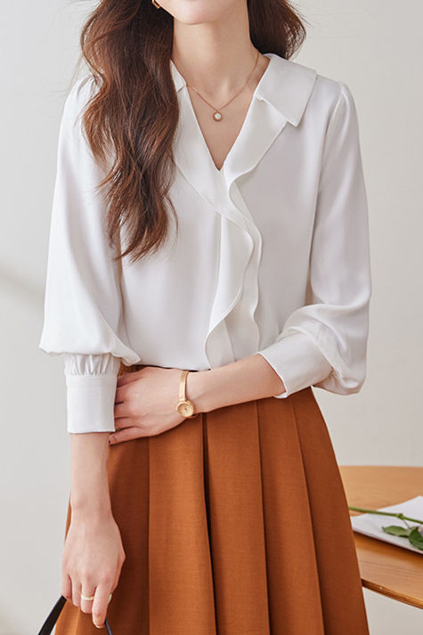 Early Autumn Stylish Office Ruffled Shirt - liwisi