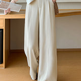 Casual Commuter Center Pleated High Waist Wide Leg Pants