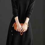 Off Neck Drawstring Flare Knit Dress - 3 Colors Available - liwisi