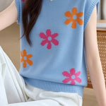 Casual Floral Pattern Knit Sweater - liwisi