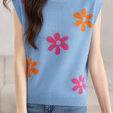 Casual Floral Pattern Knit Sweater - liwisi