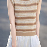 Casual Striped Color Block Knit Sweater - liwisi