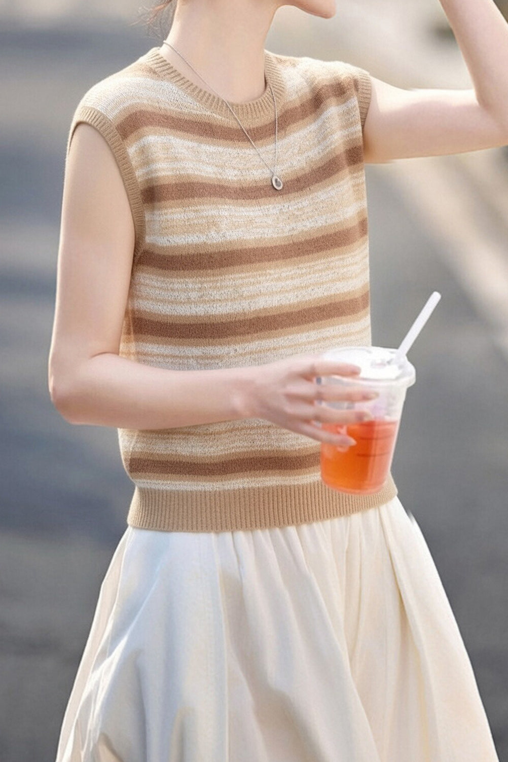 Casual Striped Color Block Knit Sweater - liwisi