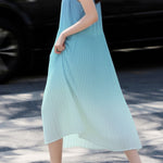 Casual Pleated Gradient Spaghetti Dress - liwisi