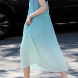 Casual Pleated Gradient Spaghetti Dress - liwisi