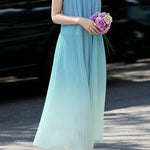 Casual Pleated Gradient Spaghetti Dress - liwisi