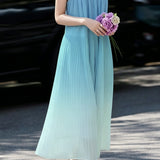 Casual Pleated Gradient Spaghetti Dress - liwisi