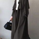 Plain Long Vintage Loose Drop Shoulder Trench Coat - 2 Colors Available