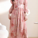 Early Autumn Exquisite Floral Long-Sleeve Dress - liwisi