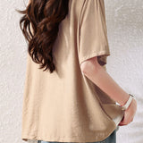 Casual Spliced Color Contrast Fake Two-Piece Short Sleeve Blouse