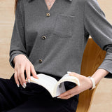 Elegant Commuter Lapel Half-Placket Knit T-Shirt
