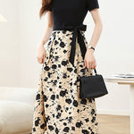 Elegant Spliced Printed Dress - liwisi