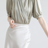 Surplice Neck Tuck-In Elegant Blouse - 4 Colors Available