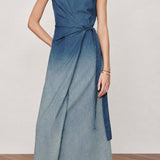 Casual Gradient Irregular Ruched Tie Waist Dress