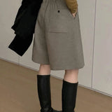 Casual Wool Pleated Cropped Wide‑Leg Trousers