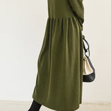 Round Neck Simple Long Maxi Flare Dress - 5 Colors Available