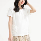 異素材パール装飾カットワークレース切替Tシャツ　2色入 - liwisi