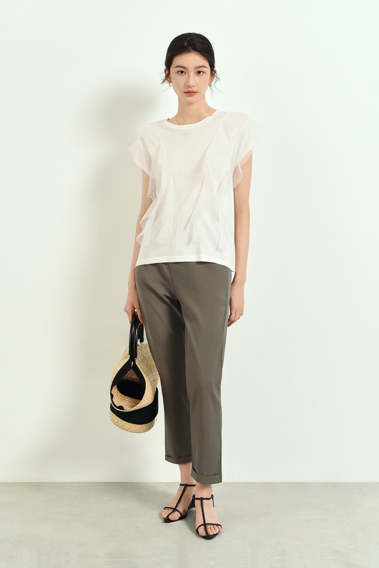 ロールアップロングテーパードパンツ　3色入 - liwisi