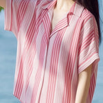 Casual Half Placket V-Neck Short Sleeve Shirt - liwisi