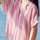 Casual Half Placket V-Neck Short Sleeve Shirt - liwisi